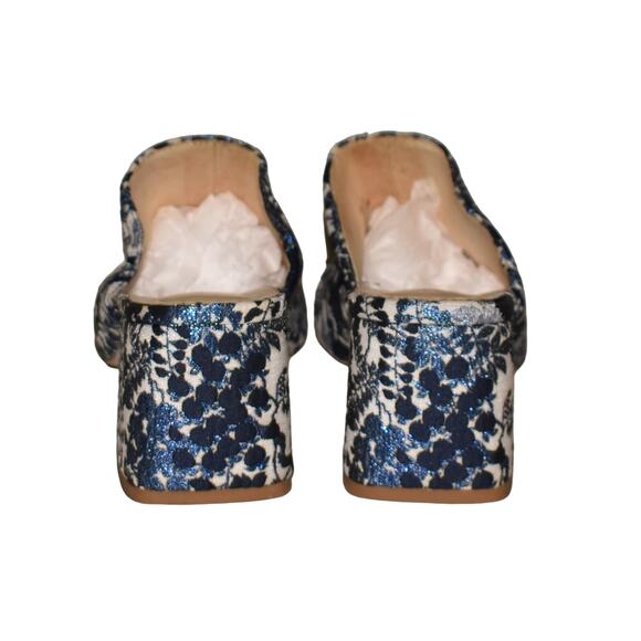 JEFFREY CAMPBELL $150 Perpetua Brocade Mules in Blue/Ivory Size 7.5 - Picture 5 of 6